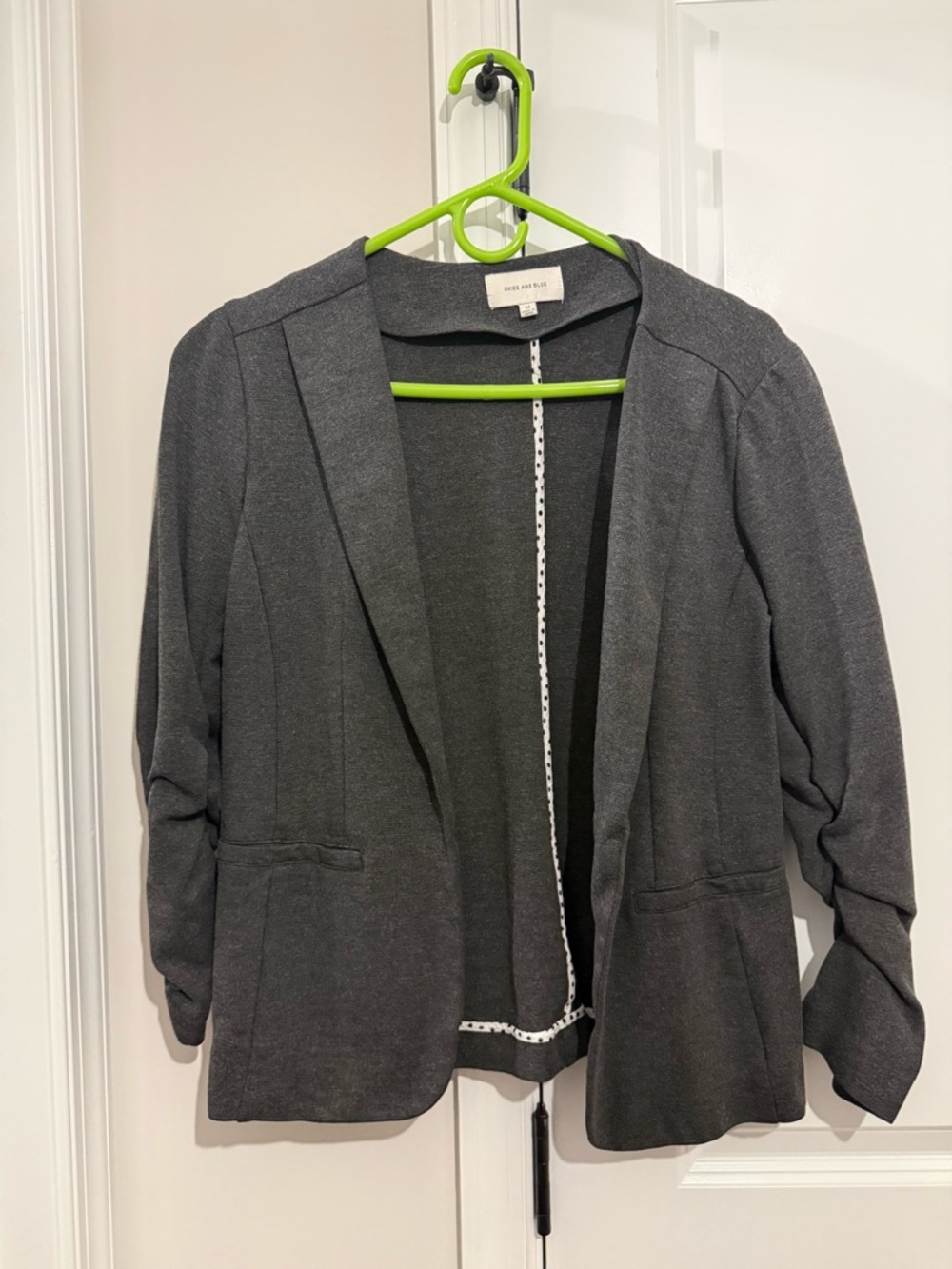 Skies Are Blue Dark Gray Open-Front Women's Blazer